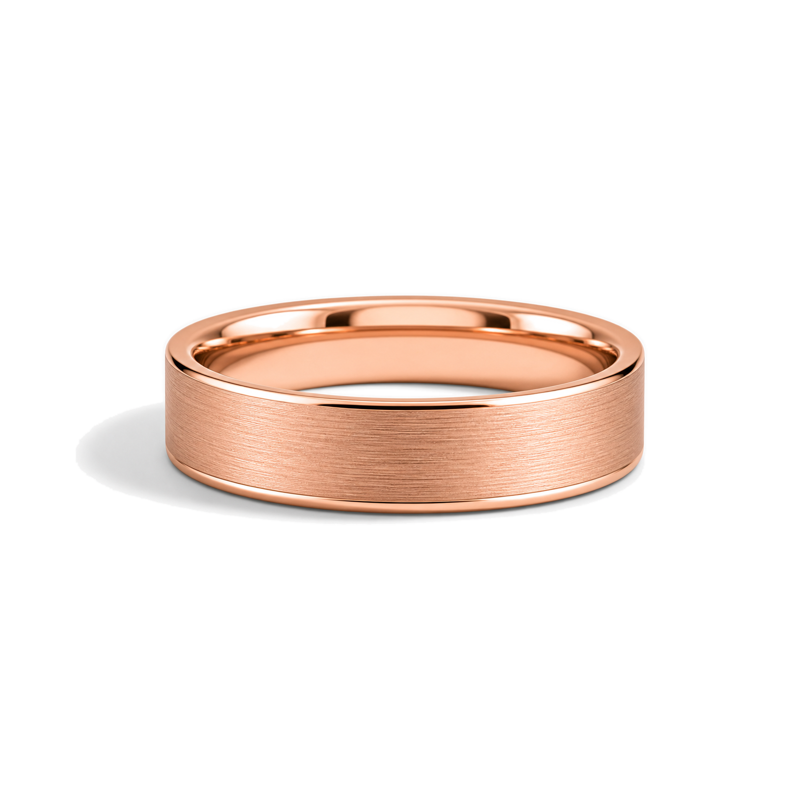 Evelina Brushed Flat Lab Grown Diamond Wedding Band in 14K Rose Gold