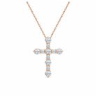 Aurette Prong Cross Lab Grown Diamond Pendant Necklace in 14K Rose Gold
