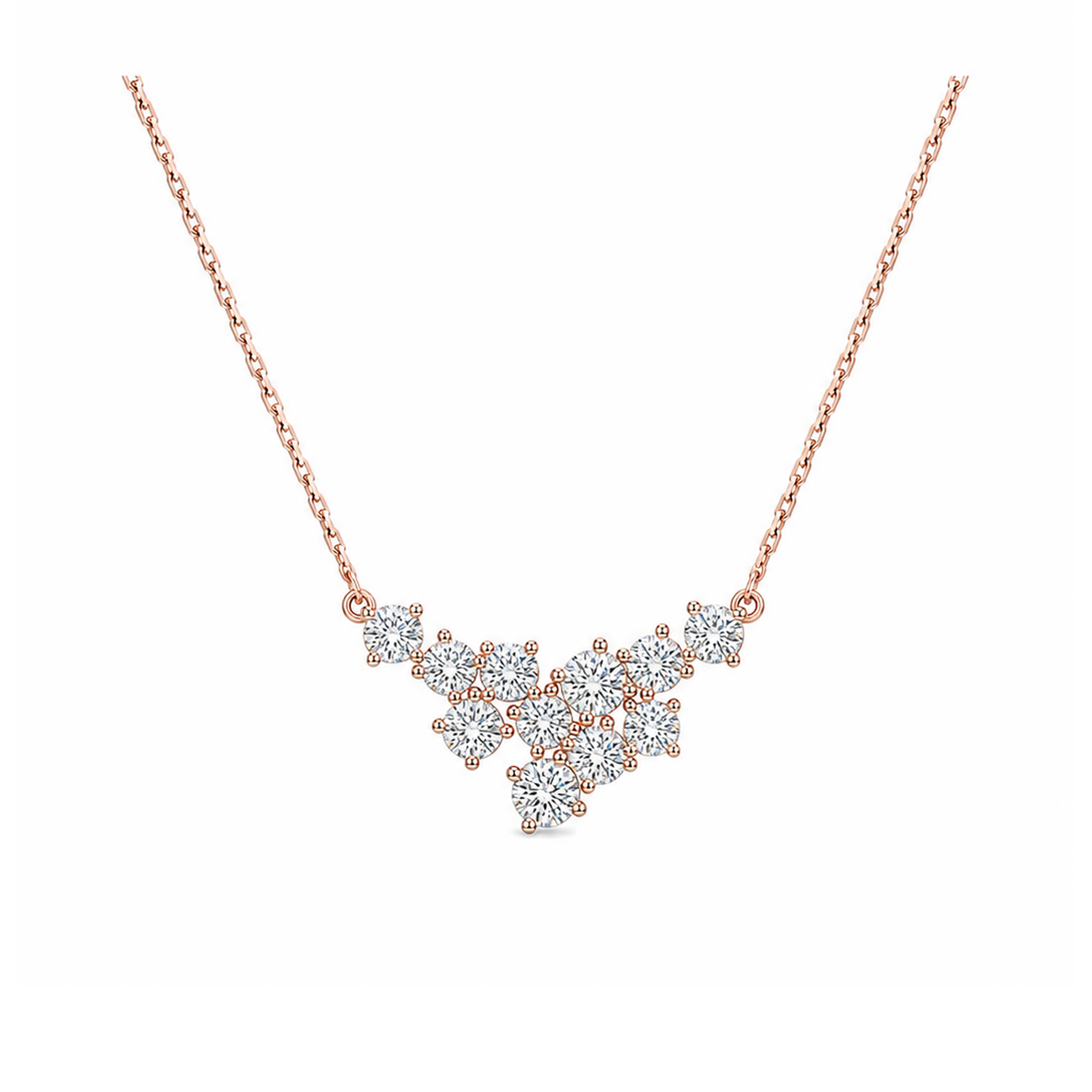 Estelle Sparkling Cluster Lab Grown Diamond Necklace in 14K Rose Gold