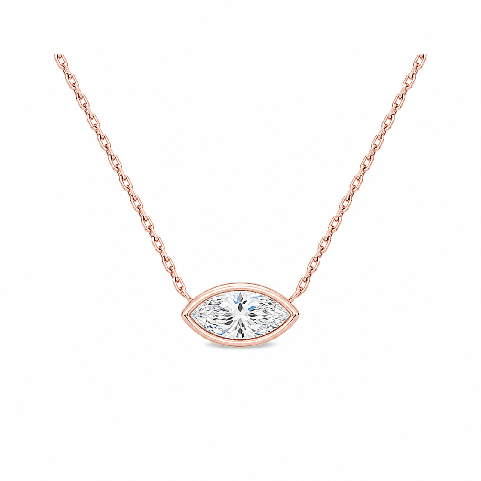 Sienna Bezel Solitaire Lab Grown Diamond Necklace in 14K Rose Gold