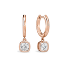 Giselle Bezel Drop Huggie Hoop Lab Grown Diamond Hoop Earrings in 14K Rose Gold