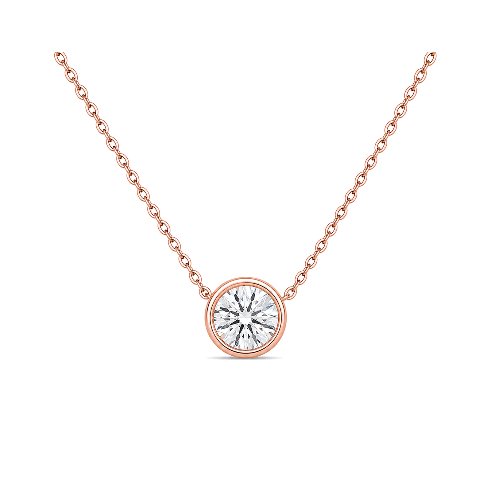 Sienna Bezel Solitaire Lab Grown Diamond Necklace in 14K Rose Gold