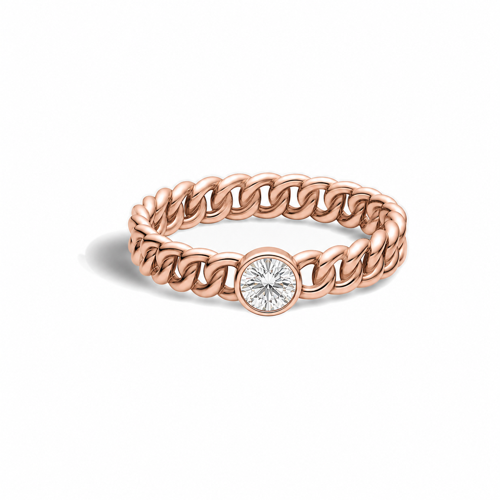 Nadia Cuban Bezel Stacking Lab Grown Diamond Ring in 14K Rose Gold