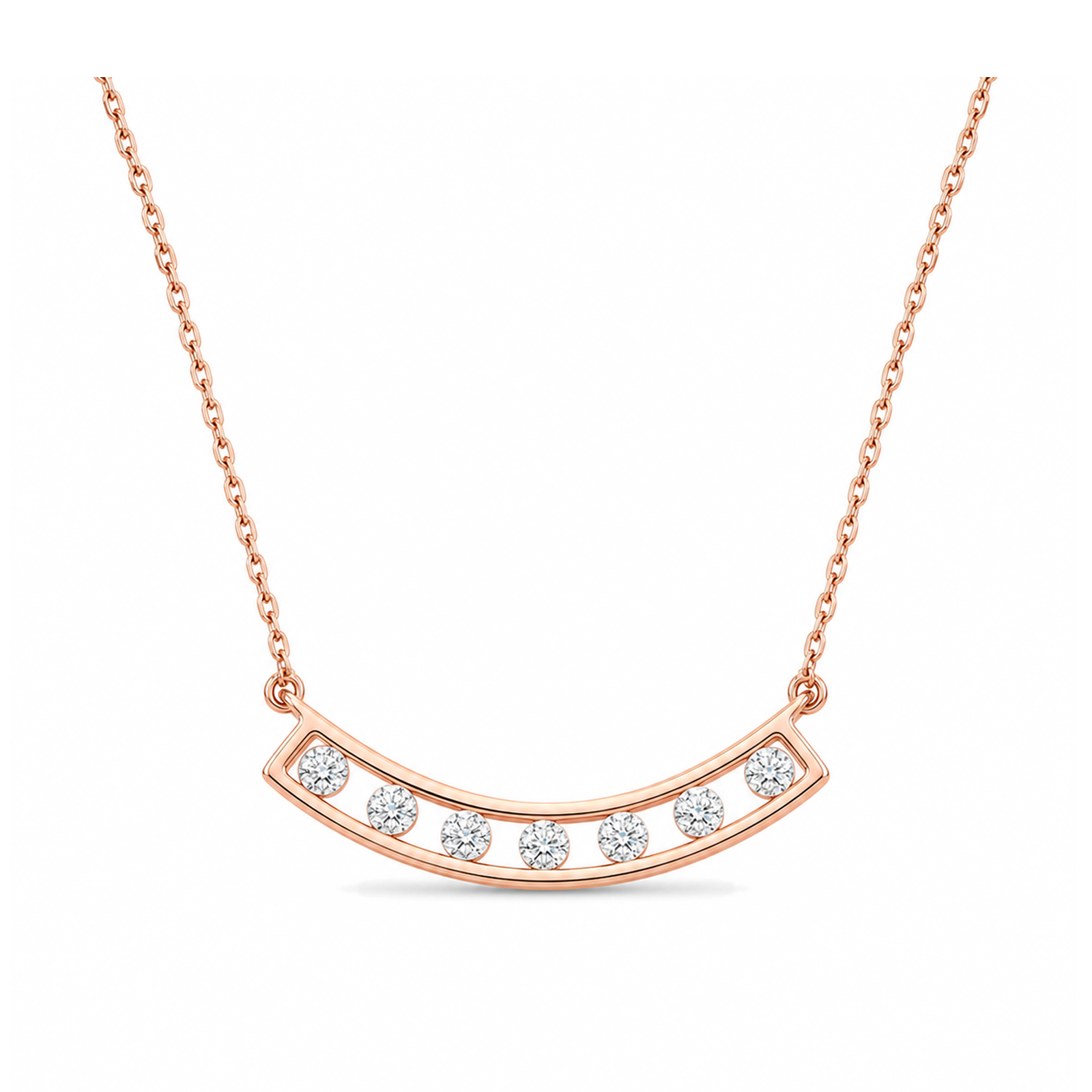 Freya Spaced Curved Bar Lab Grown Diamond Necklace in 14K Rose Gold