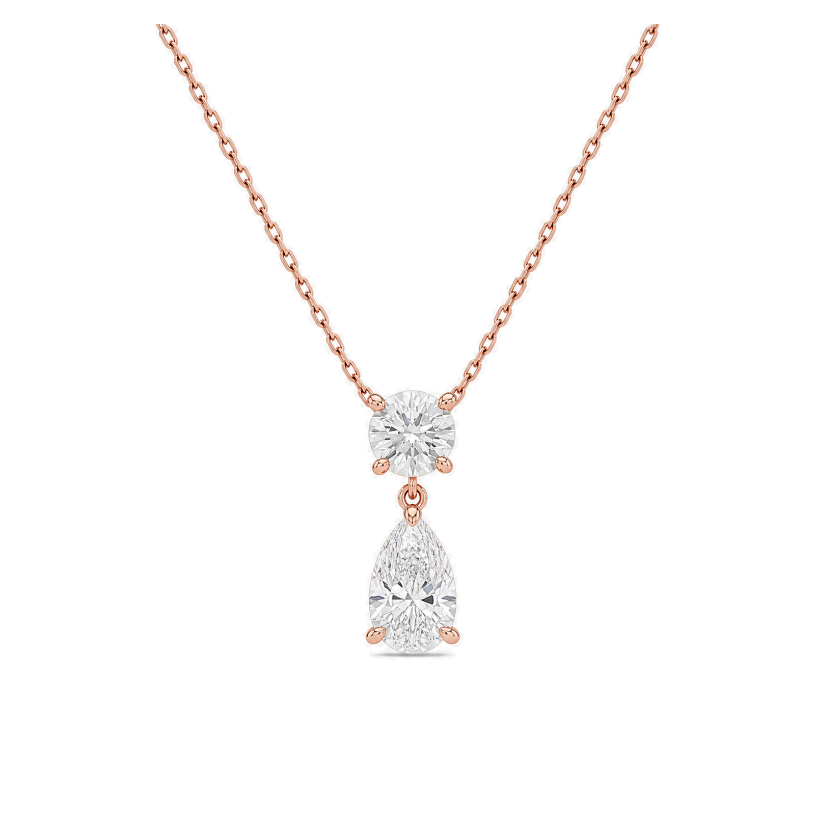Valora Duo Drop Lab Grown Diamond Necklace in 14K Rose Gold
