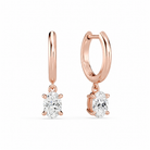 Cerelia Solitaire Drop Huggie Hoop Lab Grown Diamond Hoop Earrings in 14K Rose Gold