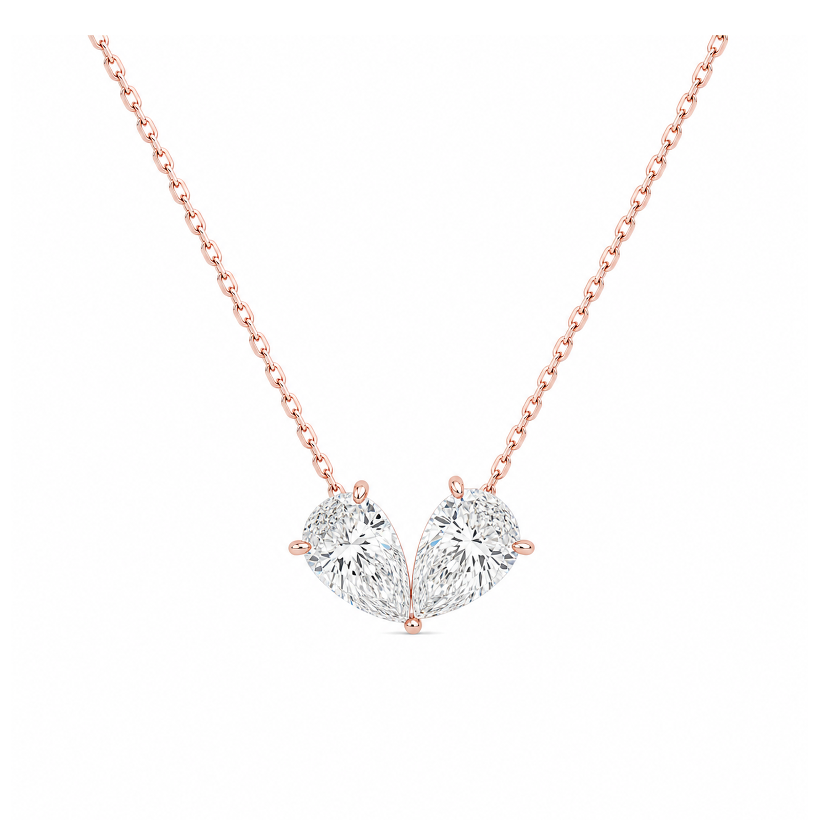 Aviana Toi Et Moi Lab Grown Diamond Necklace in 14K Rose Gold