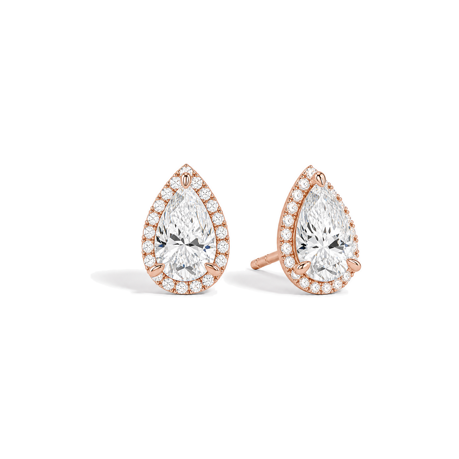 Seren Halo Lab Grown Diamond Stud Earrings in 14K Rose Gold
