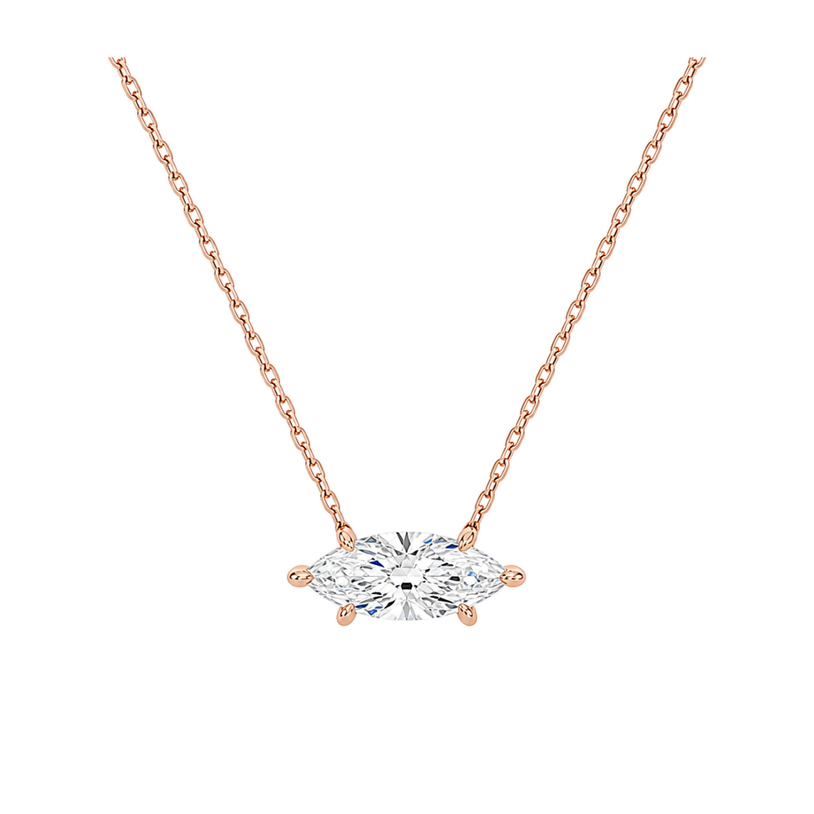 Solenne Solitaire Lab Grown Diamond Necklace in 14K Rose Gold