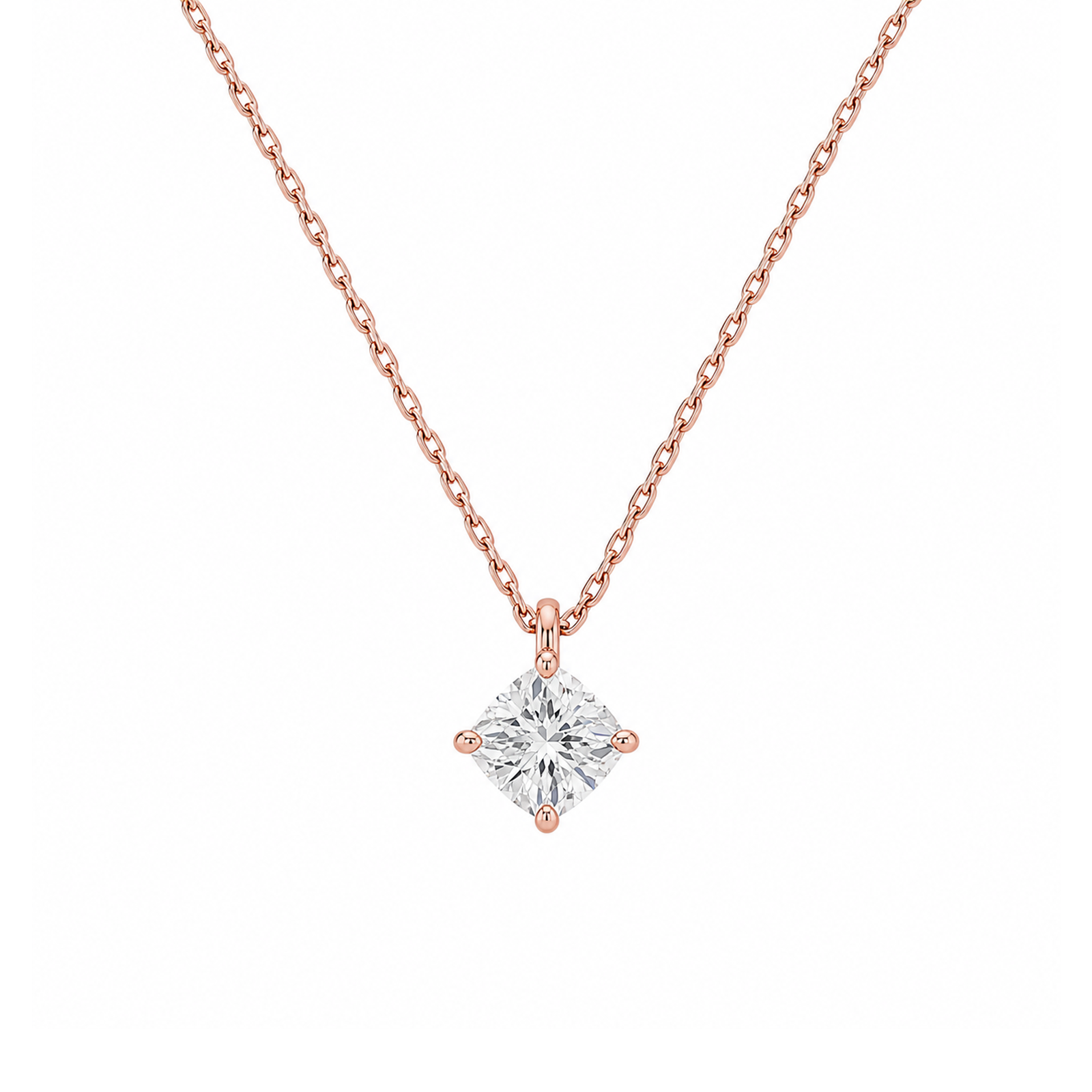 Elysia Solitaire Lab Grown Diamond Pendant Necklace in 14K Rose Gold