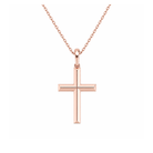 Laurel Beveled Edge Polished Cross Lab Grown Diamond Pendant Necklace in 14K Rose Gold