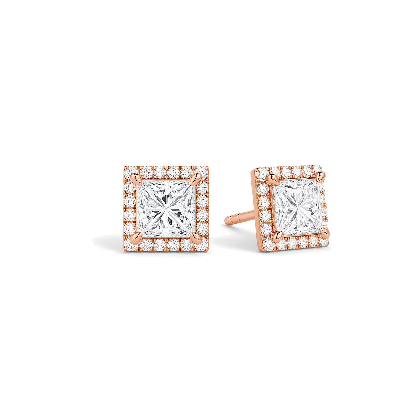 Seren Halo Lab Grown Diamond Stud Earrings in 14K Rose Gold