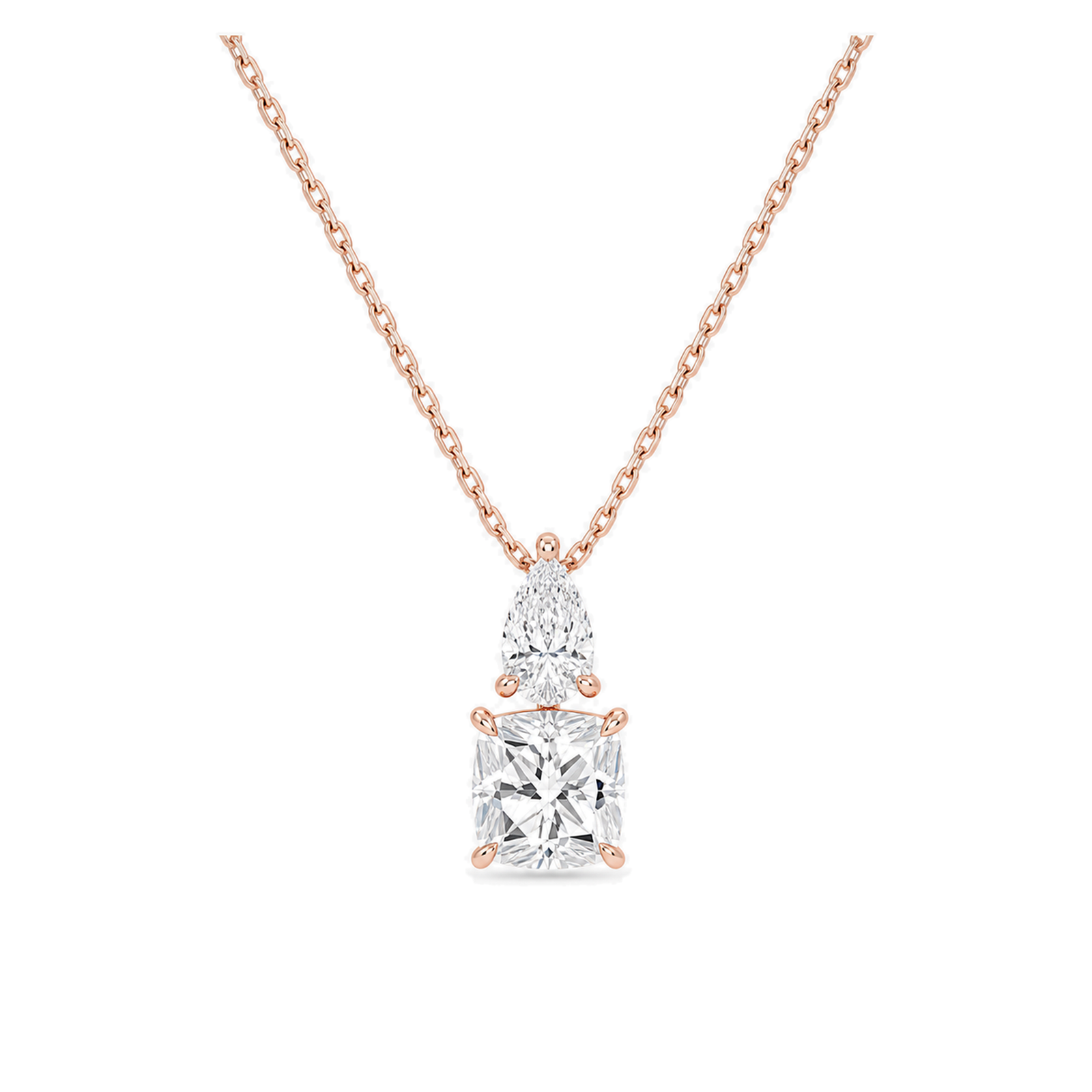 Valora Duo Drop Lab Grown Diamond Necklace in 14K Rose Gold