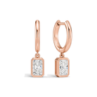 Giselle Bezel Drop Huggie Hoop Lab Grown Diamond Hoop Earrings in 14K Rose Gold