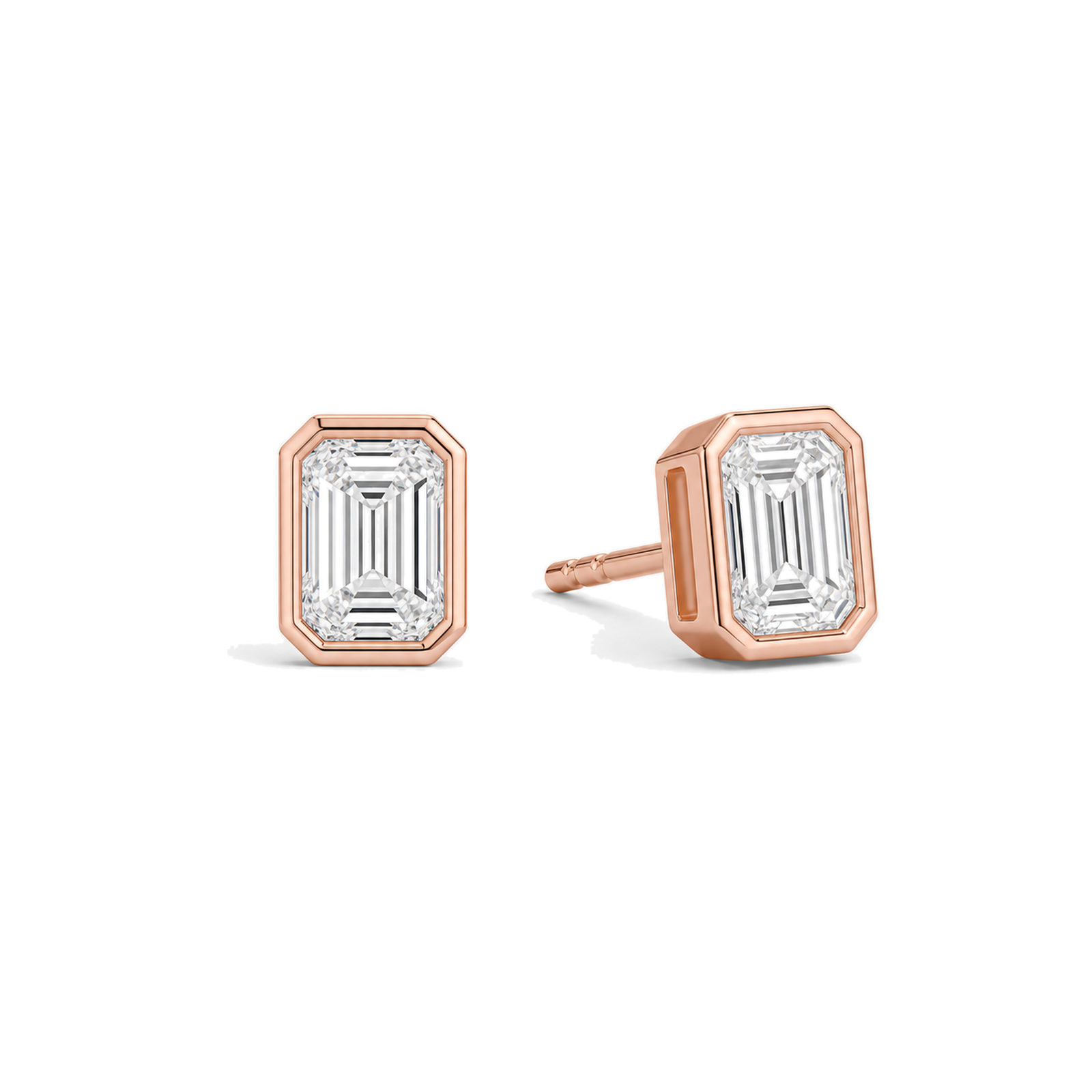 Jolie Bezel Solitaire Lab Grown Diamond Stud Earrings in 14K Rose Gold