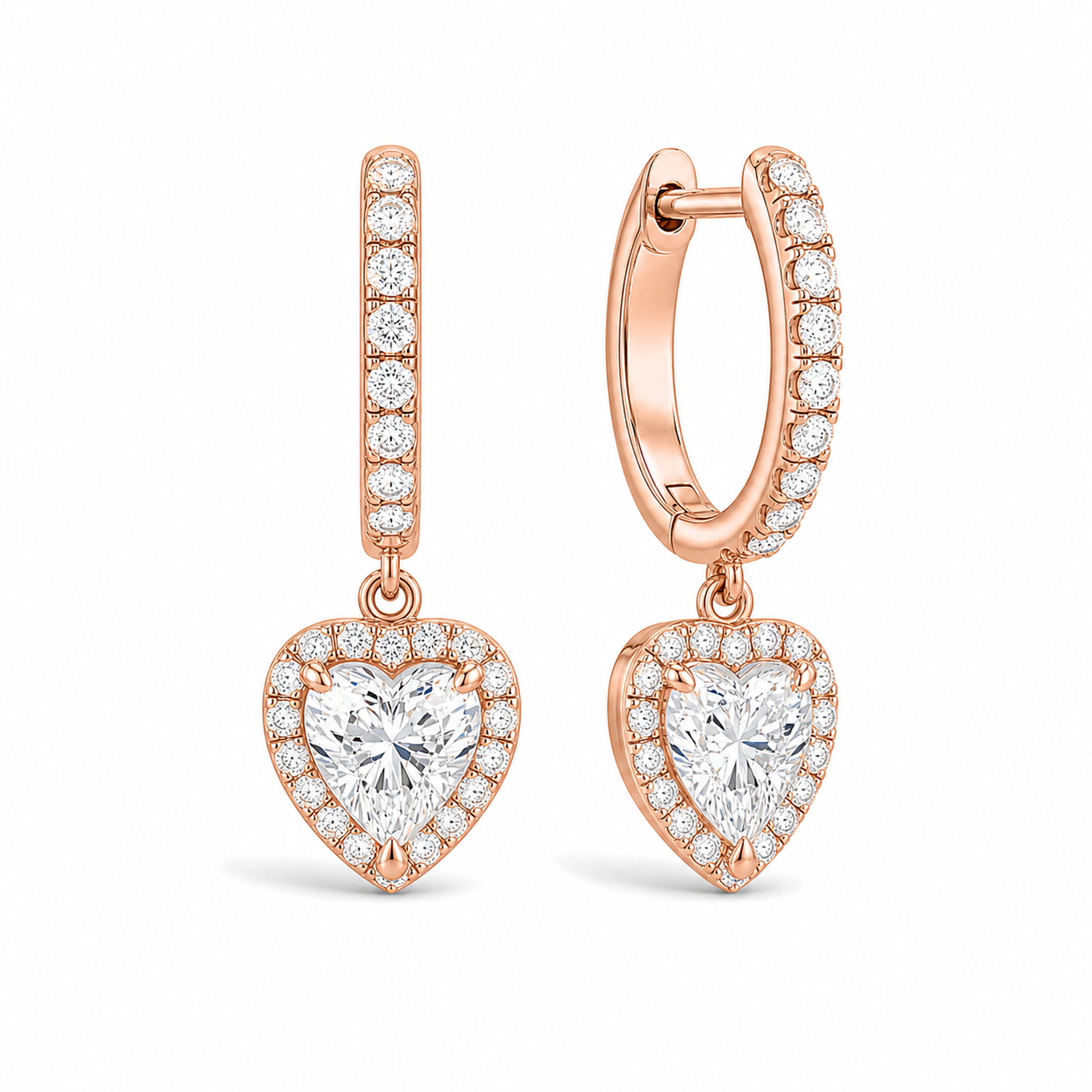 Bellamy Luxe Drop Huggie Hoop Lab Grown Diamond Hoop Earrings in 14K Rose Gold