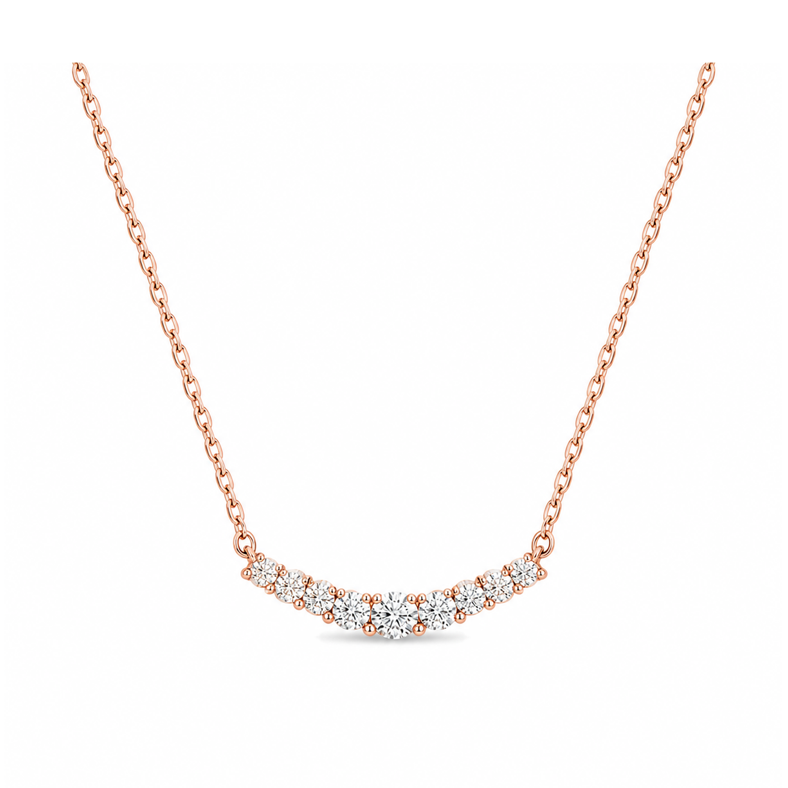 Gemma Graduated Curved Bar Lab Grown Diamond Necklace in 14K Rose Gold