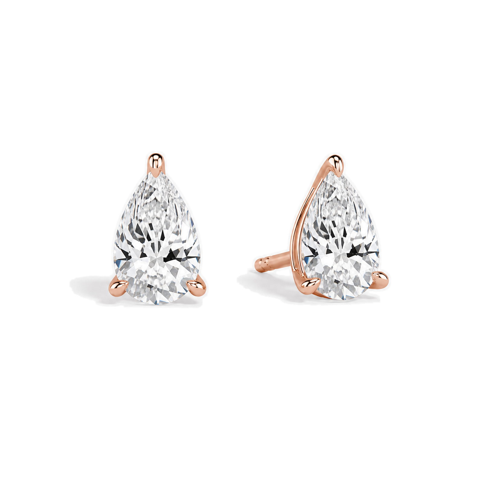 Eira Solitaire 4-Prong Lab Grown Diamond Stud Earrings in 14K Rose Gold