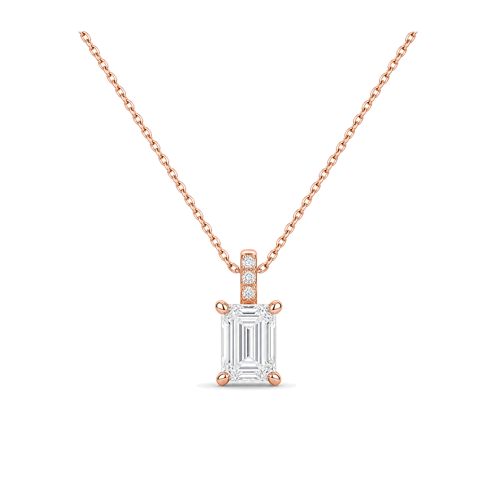 Maeva Accented Bail Lab Grown Diamond Pendant Necklace in 14K Rose Gold