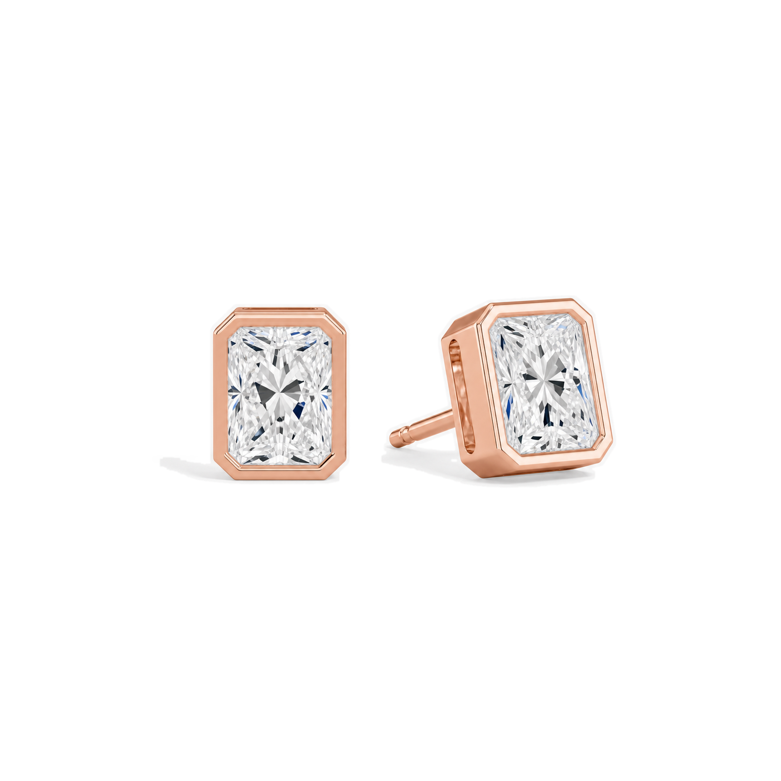 Jolie Bezel Solitaire Lab Grown Diamond Stud Earrings in 14K Rose Gold