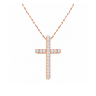 Yara French Pave Cross Lab Grown Diamond Pendant Necklace in 14K Rose Gold