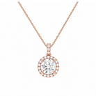 Leona Halo Accented Bail Lab Grown Diamond Pendant Necklace in 14K Rose Gold