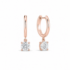 Cerelia Solitaire Drop Huggie Hoop Lab Grown Diamond Hoop Earrings in 14K Rose Gold