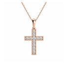 Rivka Bead Bright Cross Lab Grown Diamond Pendant Necklace in 14K Rose Gold