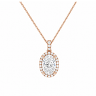 Leona Halo Accented Bail Lab Grown Diamond Pendant Necklace in 14K Rose Gold