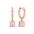 Giselle Bezel Drop Huggie Hoop Lab Grown Diamond Hoop Earrings in 14K Rose Gold