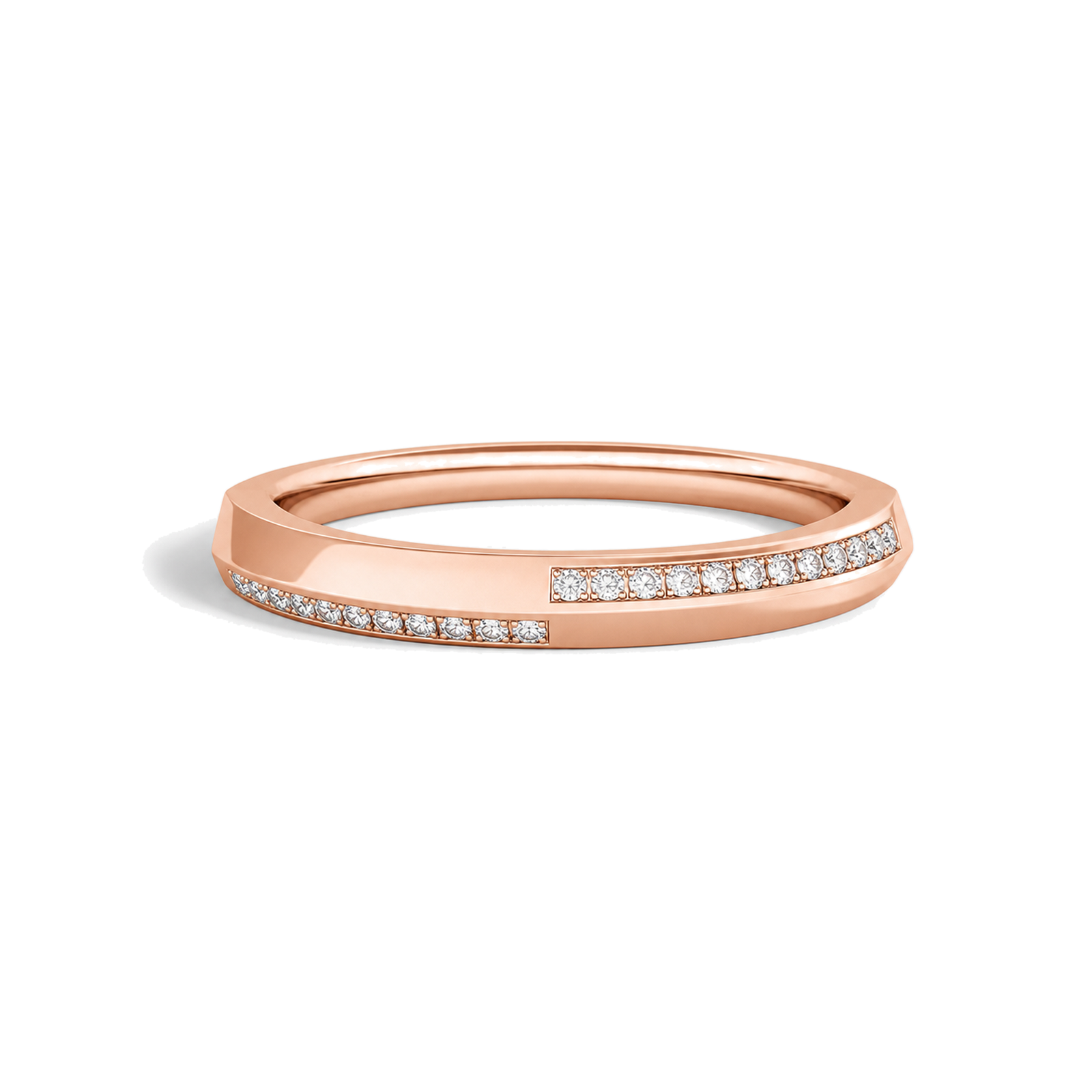 Saskia Knife Edge Lab Grown Diamond Wedding Band in 14K Rose Gold