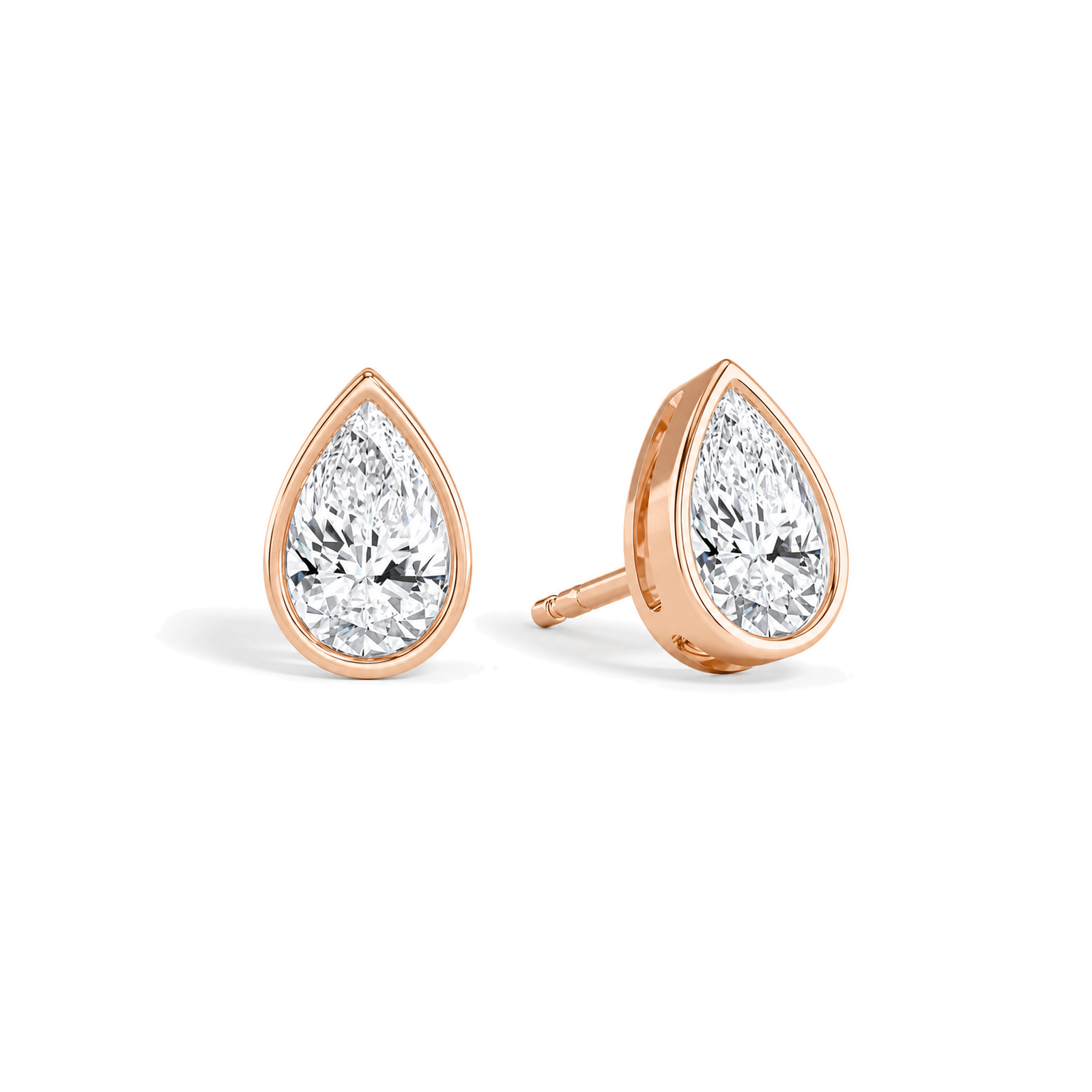 Jolie Bezel Solitaire Lab Grown Diamond Stud Earrings in 14K Rose Gold
