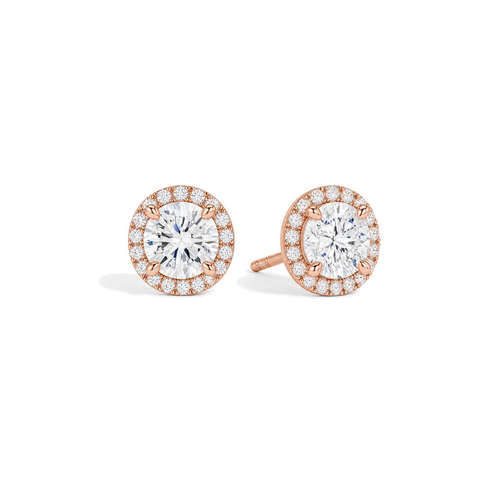 Seren Halo Lab Grown Diamond Stud Earrings in 14K Rose Gold