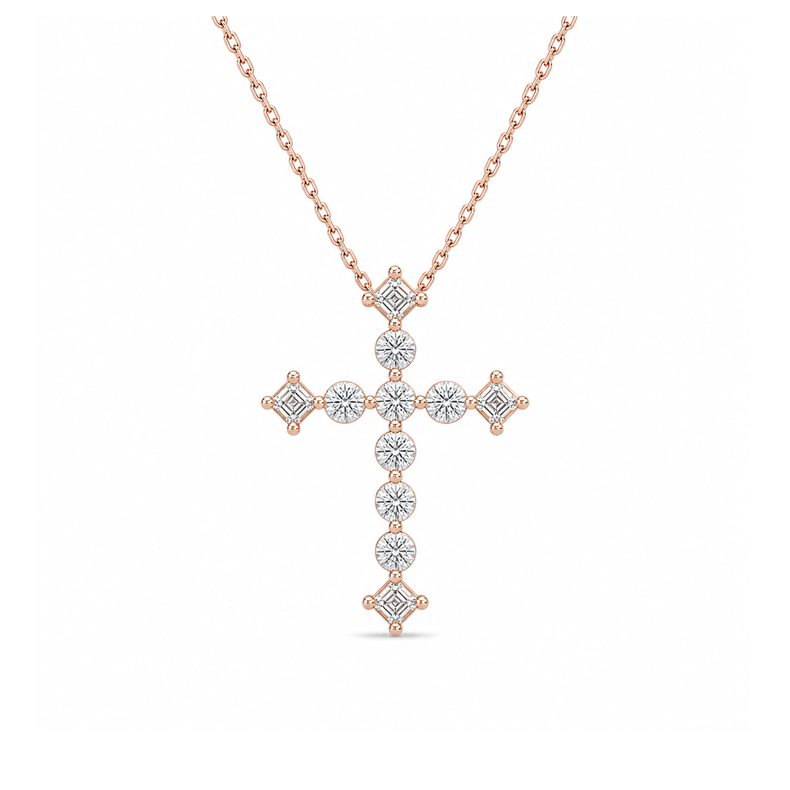 Thea Cross Lab Grown Diamond Pendant Necklace in 14K Rose Gold