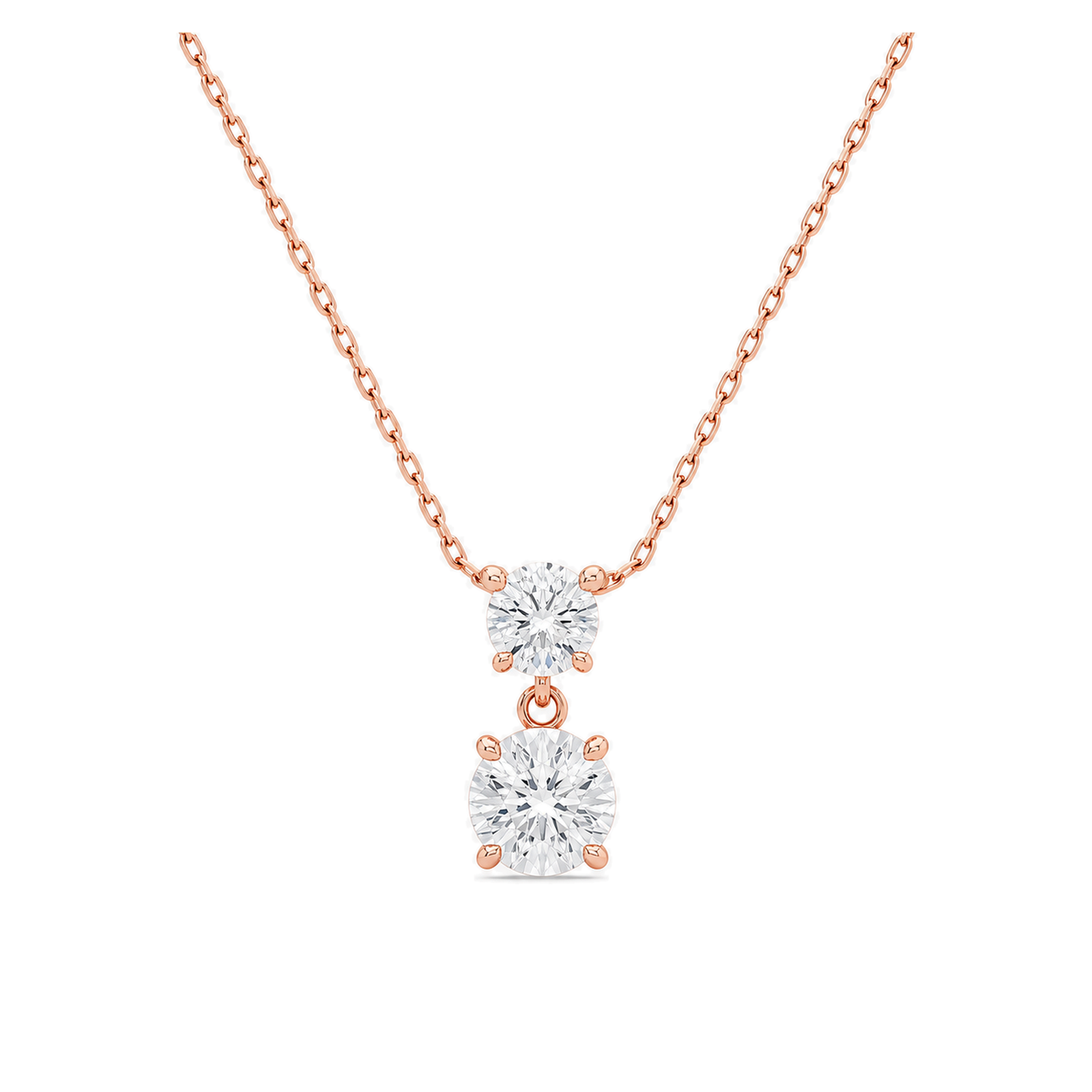 Valora Duo Drop Lab Grown Diamond Necklace in 14K Rose Gold