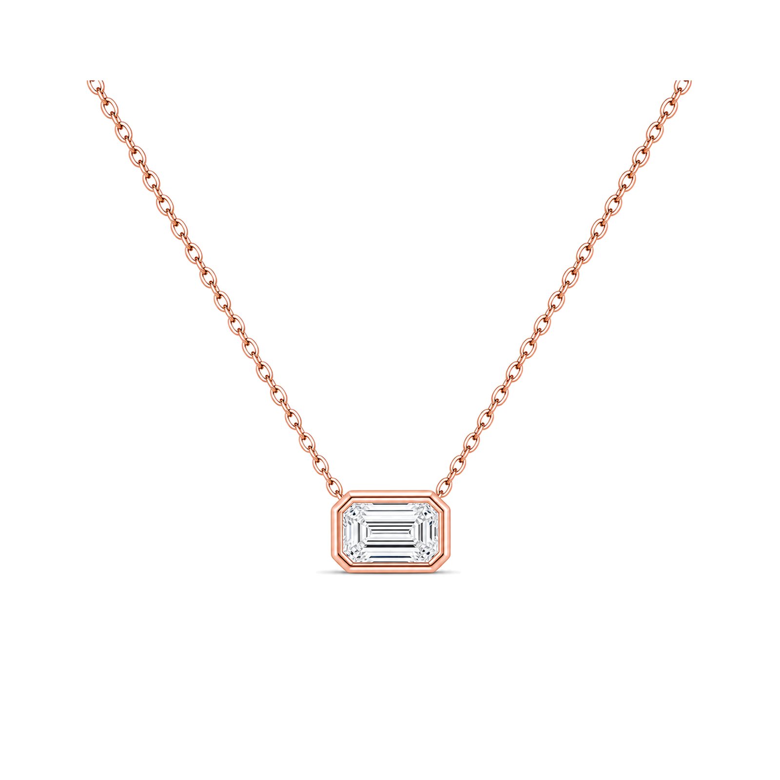 Sienna Bezel Solitaire Lab Grown Diamond Necklace in 14K Rose Gold