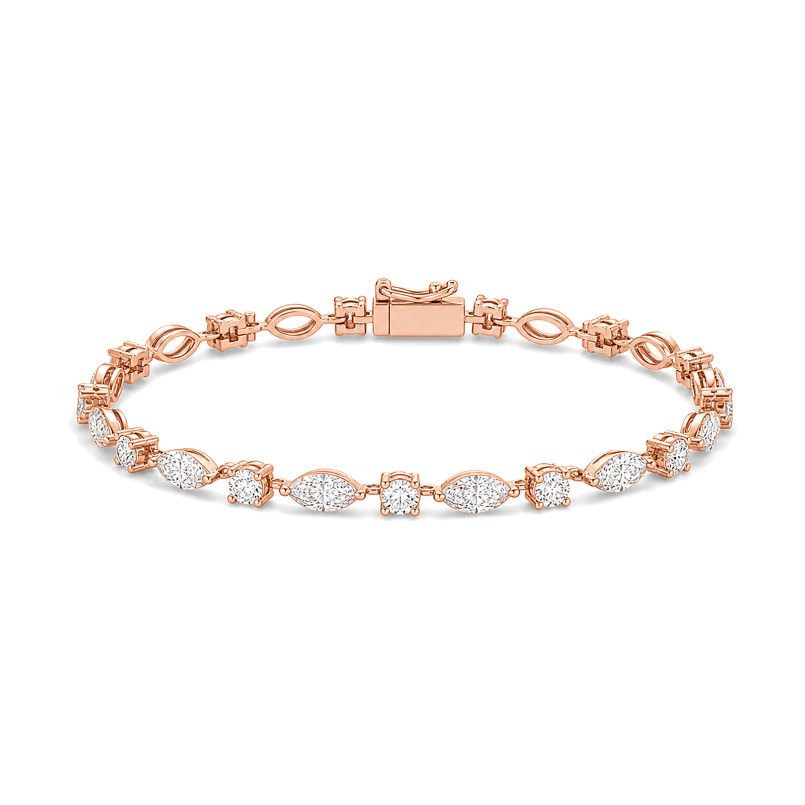 Aurelia Multi Shape Lab Grown Diamond Tennis Bracelet in 14K Rose Gold