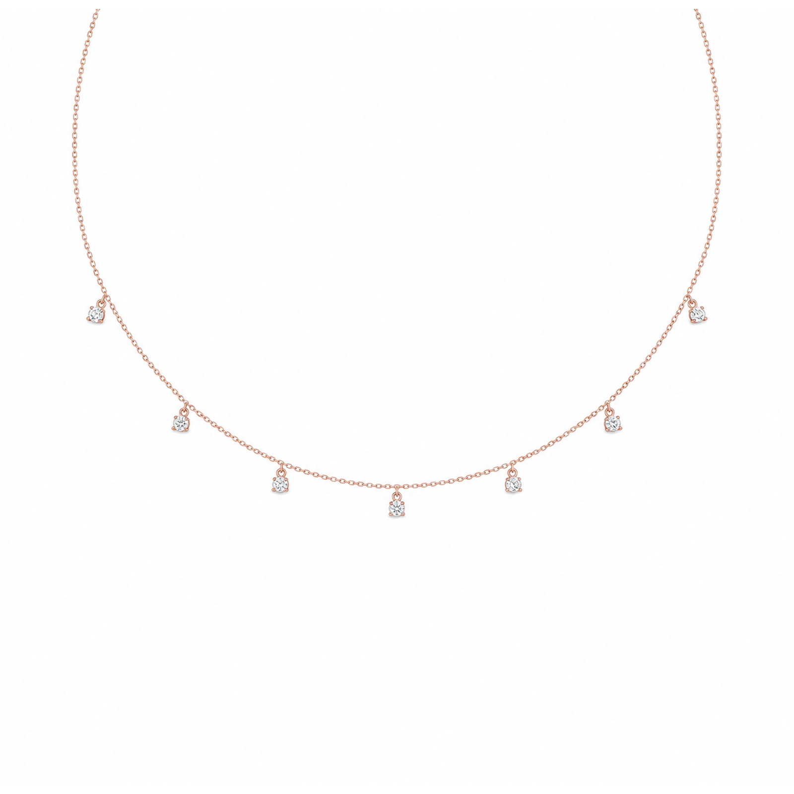 Vesper Starry Charm Dainty Lab Grown Diamond Necklace in 14K Rose Gold