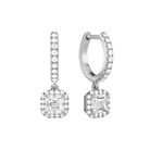 Bellamy Luxe Drop Huggie Hoop Lab Grown Diamond Hoop Earrings in 18K White Gold