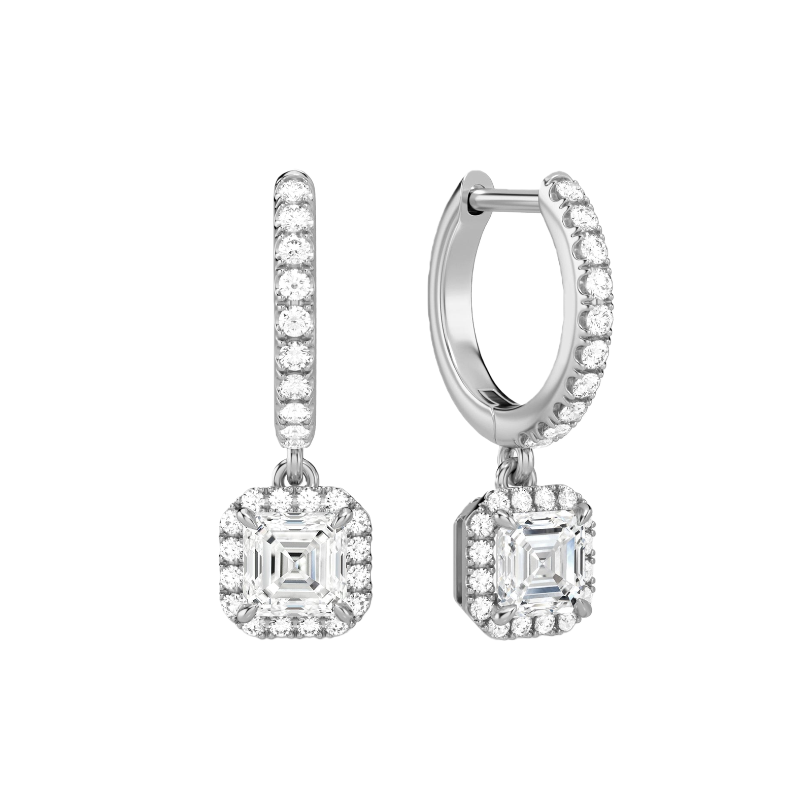 Bellamy Luxe Drop Huggie Hoop Lab Grown Diamond Hoop Earrings in 18K White Gold