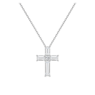 Sora Baguette Cross Lab Grown Diamond Pendant Necklace in 14K White Gold