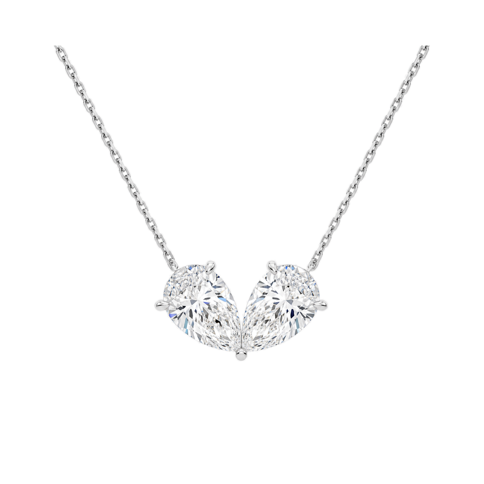 Aviana Toi Et Moi Lab Grown Diamond Necklace in 14K White Gold