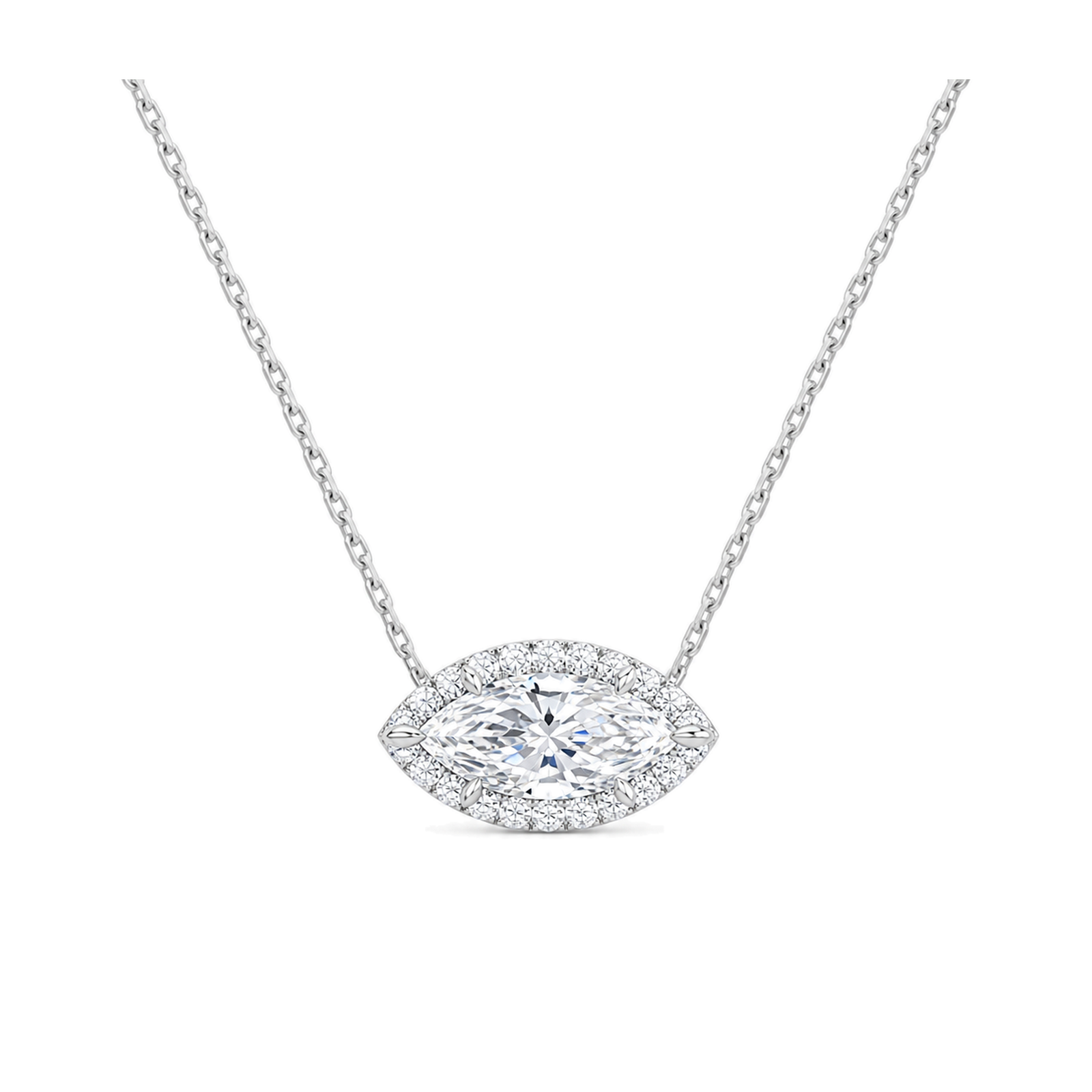 Jessa Halo Lab Grown Diamond Necklace in 18K White Gold