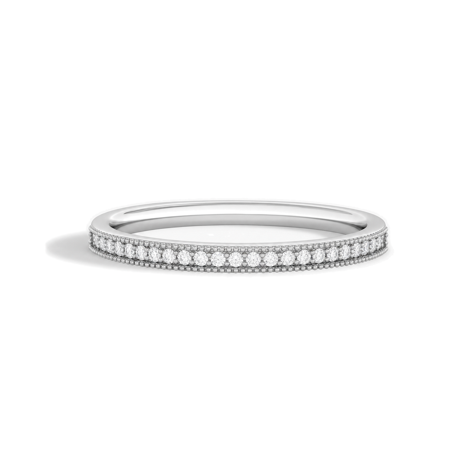 Ines Milgrain Channel Lab Grown Diamond Ring in 18K White Gold