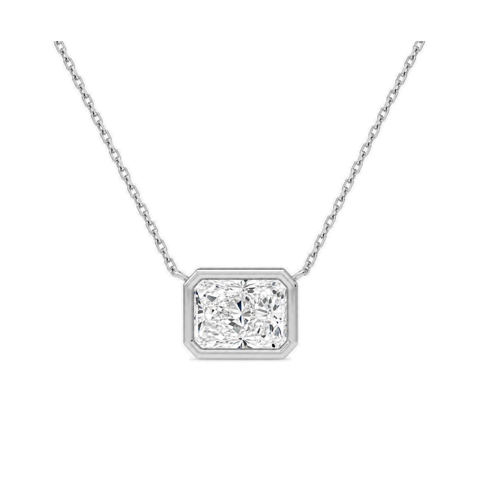 Sienna Bezel Solitaire Lab Grown Diamond Necklace in 14K White Gold