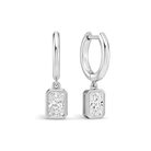 Giselle Bezel Drop Huggie Hoop Lab Grown Diamond Hoop Earrings in Platinum