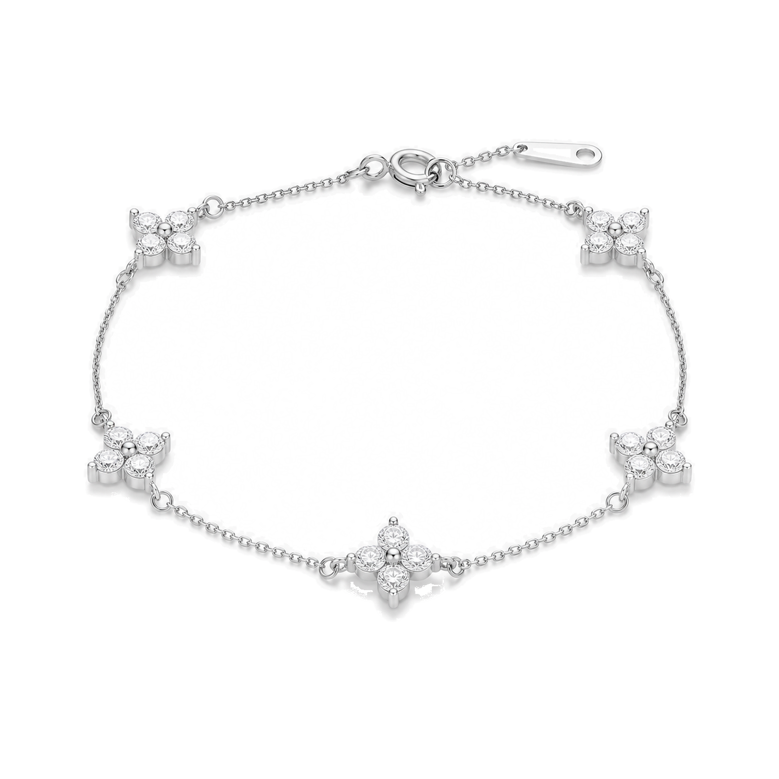 Mirabel Fleur Multi Station Charm Lab Grown Diamond Bracelet in Platinum
