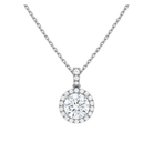 Leona Halo Accented Bail Lab Grown Diamond Pendant Necklace in 14K White Gold