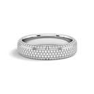 Lenora Beveled Pave Lab Grown Diamond Wedding Band in 14K White Gold