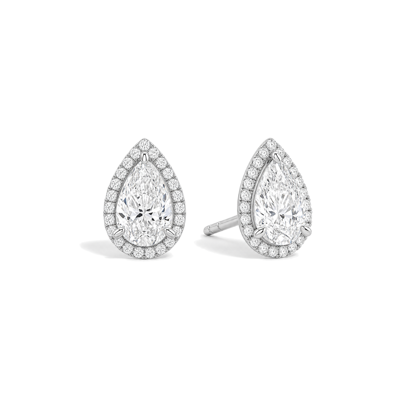 Seren Halo Lab Grown Diamond Stud Earrings in 18K White Gold